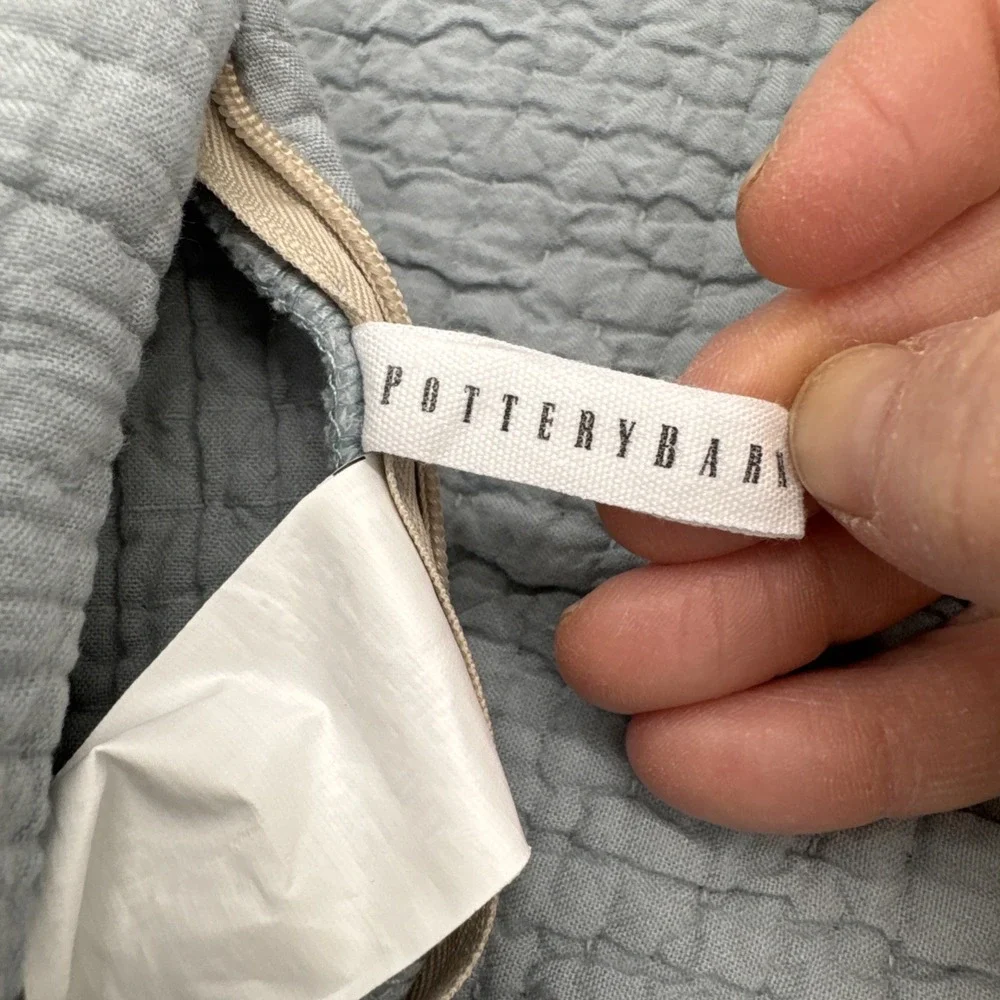 Pottery Barn Silver Sky Pillow Covers Blush Blue Zip Close 25